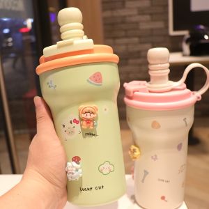 Cốc Cắm Trại Bằng Thép Không Gỉ 600ml Có Van Chui Cốc Đựng Cà Phê Cách Nhiệt Cốc Đựng Nước Lạnh Cốc Di Động Quà Tặng Cho Nữ