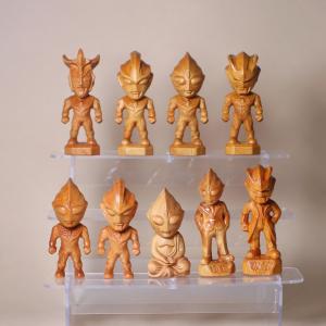 Q Version Ultraman Toy Figurine Childrens Desktop Cartoon Decorations Keychain Handheld Carved Wooden Sculpture from Fujian