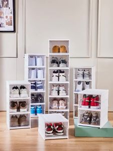 Kotak Sepatu Lipat Rak Sepatu Lipat Lemari Sepatu Lipat Kotak Sepatu Transparan Plastik Rak Serbaguna Hemat TempatLEMARISERBAGUNA168