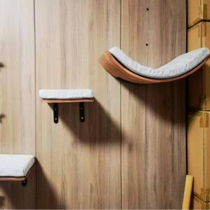 Solid Wood Wall-Mounted Cat Climbing Frame Cat Tree Cat House Spaceship Cat Jumping Platform Wall Hanging Cat Shelter