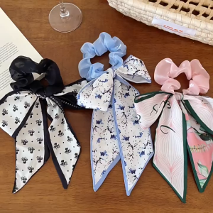 Scrunchie Scarf Pita Panjang Wanita Aksesoris Ikat Rambut Shinny Aesthetic Korean Fashion Style