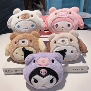 Gantungan Kunci Dompet Bulu Boneka Sanrio Kepala Kitty Kuromi Melody Lucu