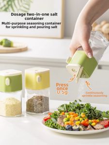 CrossOver | High End Glass Salt Shaker Kitchen Seasoning Container Quantitative Salt Bottle Home Use Luxury Style Nozzle Press Type