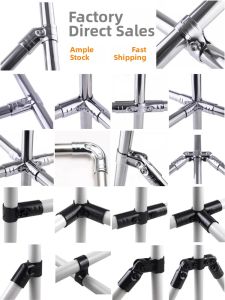Galvanized round Steel Connector Joint 20/25/28/32mm Two-way Three-way Connection No Welding Required Hardware Accessories