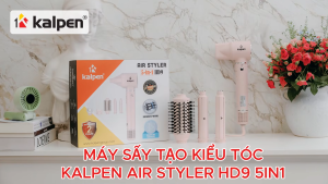 Máy sấy tóc tạo kiểu Kalpen Air Styler 5 trong 1 HD9 màu hồng với 3 phụ kiện thiết kế hiện đại công nghệ ion bảo hành 2 năm.