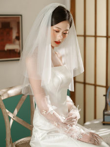 French Simplicity All-Matching Short Double-Layer Plain Veil Proposal Photo Bride Slim White Dress Wedding Registration Certificate Headwear