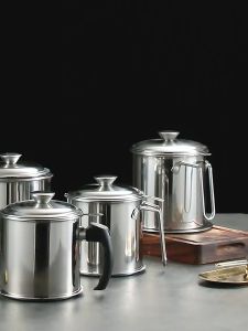 [Datz] Stainless Steel Oil Pot Filter with Lid Oil Storage Pot Oil Strainer 过滤油壶 Penapis Minyak - KW138