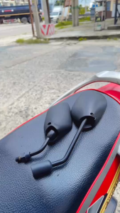 กระจกย่อ-ขาสั้น กระจก กระจกมอไซต์ wave100 wave110 wave110i wave125 wave125 ใส่ได้เลย กระจกเกลียวฮอนด้า สีดำ กระจกเวฟ