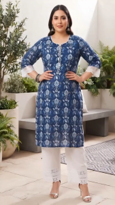 DEBAYU Nayo Plus Size Cotton Straight Kurti Size 3XL to 7XL Floral Printed Top Only Malaysia