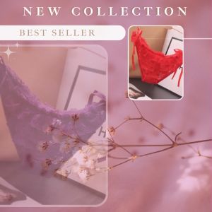 Violet Celana Dalam CD Pakaian Dalam Wanita Double Renda Tali Simpul Samping 1056