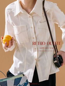 Commuter Shirt Pure Cotton Corduroy Plaid Beige Pocket Button up Womens Fashion Woody Allen Style Eight Memoirs Floating Life