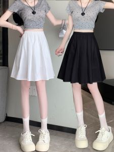 Váy Chữ a Cạp Cao Màu Trắng Cho Nữ Mùa Hè 2025 Váy Ngắn Xếp Ly Mới Cho Người Nhỏ Nhắn Váy Ngắn Xếp Ly Hình Ô Dù