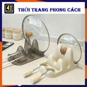 Giá Đỡ Úp Nắp Nồi 3 Ngăn Chữ U - Kệ Gác Để Nắp Vung Xoong Nồi Thìa Đũa Bằng Nhựa Chống Trượt Cao Cấp - Khay Úp Vung Nồi Xoong