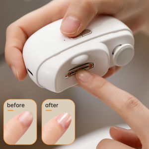 Multi-Functional Electric Nail Clipper And Polisher with LED Lighting Safety Anti-Cut Features Polishing & Grinding USB Charging