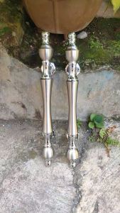 Handle Pintu Rumah Kuningan Antik Motif Dahlia Chrome 34 cm 4 pcs