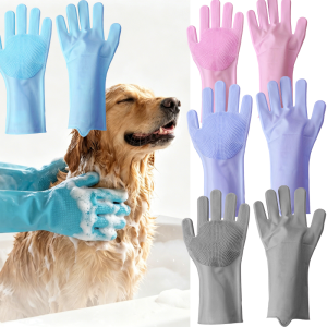 Pet Bathing Massage Gloves / Flexible Silicone Hair Catcher / Practical Protective Tools for Daily Pet Care