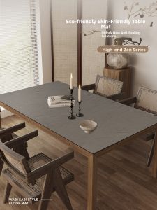 OULAISEN | Waterproof Oil-Resistant Grey Square Leather Table Mat
