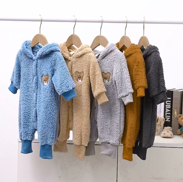 Winter Long Sleeve Coats for Unisex Blue Newborn Infant Baby Girls Boys  Jacket Bear Ears Hooded Outerwear Zipper Warm Fleece Coat 