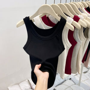 LUOSHAO | Red Cotton Sleeveless Crop Top for Fitness and Casual Wear