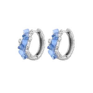 Blue Circle Earrings Womens Luxury Unique Design High-End Feelings Ear Jewelry Fashionable Non-Pierced Earring Pair