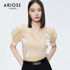 เสื้อเชิ้ตผ้าชีฟองคอวีแขนสั้นผ้าโปร่งฤดูร้อนใหม่สำหรับผู้หญิง ชุดทำงาน ลำลอง เสื้อผ้าทำงาน กระดุม แขนยาวปกติ