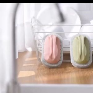 Spons Sikat Pencuci Panci Spon Sabut Penggosok Dengan Gagang Cuci Piring Wajan WC Pembersih Noda Kerak Bandel Serbaguna