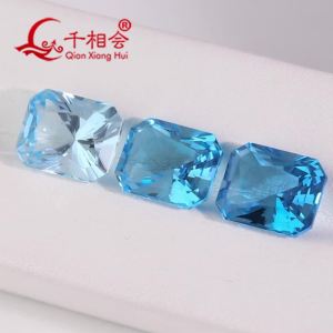 Natural Blue Topaz Loose Gemstones Sky Blue Super Santa Maria Swiss Blue Radiant Cut Faceted Gemstone for Jewelry Making