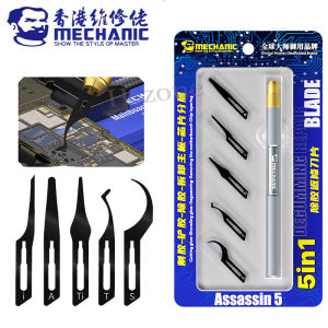 MECHANIC Assassin 5 Professional Degumming Rework Blade Set 5PCS Scraper Cutting Knife for Phone Motherboard IC CPU Repair Tools