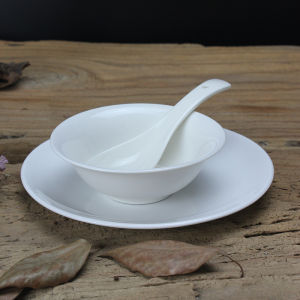 Gold Rimmed Ceramic Diningware Set for Hotels And Restaurants Chinese Style round Shape Adult Use Handmade Plain Plate