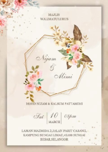 Kad Kahwin Design 22 | Digital | Aqiqah | Pertunangan | Hari Lahir | Doa Selamat | Lain-lain