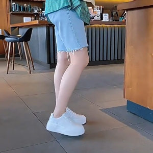 New Hot Korean Fashion White Rubber Shoes White Sneakers For Women High Quality Fashion Korean White Rubber Women for Sneakers Thick bottom Increase height shoes for girl