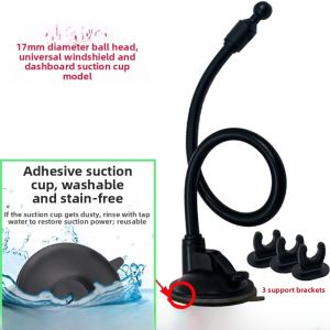Aluminum Core Suction Cup Car Phone Holder Long Flexible Rod Ball Head Mount Bracket Base Universal Dashboard Car Accessories
