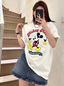 Áo Thun Ngắn Tay Mickey Phong Cách Hàn Quốc Cảm Giác Cao Cấp Nữ Thoải Mái Cotton Vải Bông Áo Nam Nửa Tay Mùa Hè Nữ Cùng Mẫu
