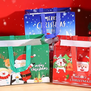 🔥SG LOCAL STOCK🔥Reusable Merry Christmas Gift Bag Cartoon Santa Claus Snowman Christmas Tree Christmas Design