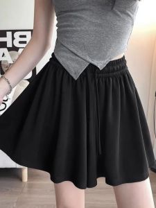 plus Size Womens Wide Leg Skort Sporty A-Line Mini Shorts Summer Trend Loose High Waist Pleated Casual Fashionable Pants