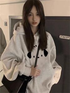 เสื้อสเวตเตอร์คอกลมผ้าฝ้ายแท้เนื้อน้ำหนักเบาสำหรับผู้หญิง ฤดูใบไม้ร่วง/ฤดูหนาว ทรงหลวม ทรงหลวม สไตล์ลำลอง เสื้อคลุมกันหนาวแบบสวมหัว