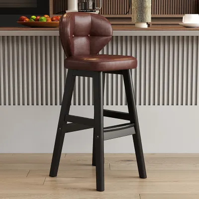 Modern Home Bar Stool with Backrest Island Counter High Chair Front Desk Cashier American Style Bar Stool Luxury Light