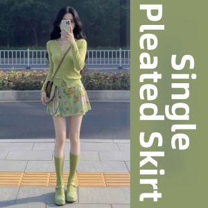 LIRENQING | Dopamine Styling Retro Green Floral Autumn Ladies Dress
