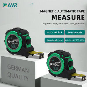 AMR Tape Measure Retractable Metric and Imperial 10ft 16ft 25ft Measuring Tape with Magnetic Impact Resistant Rubberized Case