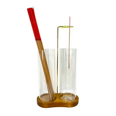 2 in 1 Glass Incense Holder Anti-Ash Flying Incense Burne with Removable Ash Catcher and Incense Sticks Organizer Home Decor