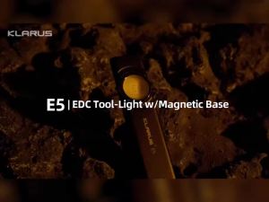 Klarus E5 Pocket Flashlight with Clip Slim Flat Flashlight Rechargeable Work LightMagnetic Base600LM Aluminum LED Torch IPX4