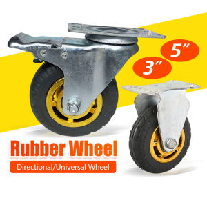 2/3/5 Inch Rubber Wheel Caster Pushcart Wheel Silent Directional Universal Wheel with Brake Heavy Duty 360° Rotatable Noise Reduction for Industrial Transportation