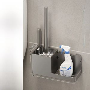 No-Drill Toilet Brush Holder Bathroom Cleaning Tool for Home Use Sanitary Bathroom Seat Cleaner under Sink Toilet Brush Rack