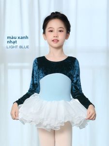 aiwuge | Đầm Nhảy Ballet Cho Bé Gái Tay Dài Với Thiết Kế Velvet