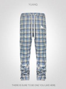 กางเกงขายาวทรงหลวมสไตล์อเมริกัน YUANQ ทรงตรงสีน้ำเงินคาร์ดิฟฟ์ ซิป กางเกงขายาวทรงหลวมสบายๆ ทรงหลวม กางเกงขายาวทรงหลวม