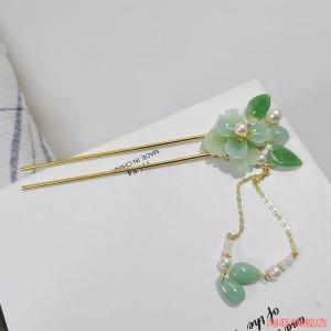 Elegant Pearl Flower Tassel Hairpin Alloy Traditional Chinese Style Womens Hair Accessories New 2024 Trendy Headwear