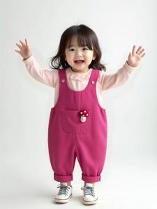 Spring Autumn Style Casual Cotton Overalls for Baby Girls Mushroom Pattern High Waist Long Pants Comfortable Infant Clothes