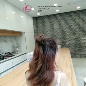 Ryuuta Wig Fun Bun Jepit Cepol Instant Kecil Hitam Coklat 6 cm