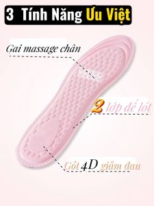 Lót giày nữ 4d mềm mại thoáng khí thấm hút mồ hôi khử mùi. Đệm lót giày 4d chống đau chân thấm mồ hôi mùa hè
