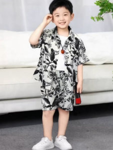 【พร้อมส่งจากกรุงเทพ】🚀 ของชุด เสื้อกางเกงเด็กชาย ชุดว่ายน้ำ ลายฮาวายเอี้ยน ใส่สบายระบายอากาศดี